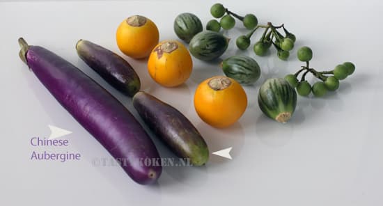Aubergines in allerlei groottes